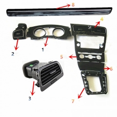 Glossy black dashboard trim bezel bracket air vent headlight trim for  Golf 7 7.5Rline headlight switch bezel piano paint black