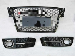 Front Sport Hex Mesh Honeycomb Hood Grill Gloss Black for Au di A4 S4 B8 2009 2010 2011 2012 For RS4 Style