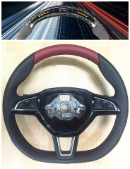 Real carbon fiber LED Steering Wheel Multifuction steering wheel  for Skoda Fabia  Octavia SUPERB