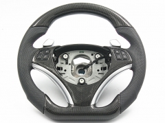 Real Carbon fiber steering wheel for BMW  M3   E90 E92 E87 Carbon fiber sporty flat steering wheel with paddle shifter