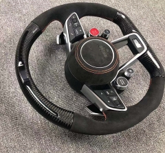 LED Racing Carbon fiber steering wheel with MFS button for Audi R8 2016-2018 TT 2016-2019 TTS 2016-2019 TT RS 2018