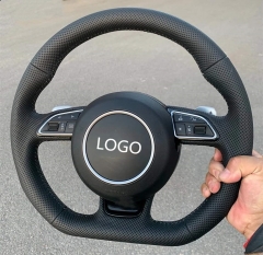 Sporty Punched Steering Wheel for A3 A4 A5 A6 A7 Q3 Q5 Q7 fully perforated steering wheel flat bottom steering wheel campai