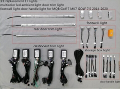 Multi color LED ambient light door trim light atmosphere light for MQB Golf 7 MK7 Golf 7.5 Golf Rline 30 color 10 color