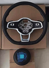 Sporty genuine leather steering wheel with airbag For MQB Golf 7.5 R line Golf7 GOLF GTI GOLF MK7