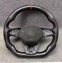 For MQB GOLF 7 GOLF 8 Real Carbon Fiber Steering Wheel For GOLF 7 Golf 8 MK8 With Perforated leather