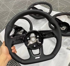 Leather flat-bottom steering wheel sports For Audi Q2 A3 A4 A5 S3 S4 S5 2018-2022 full perforated semi perforated steering wheel