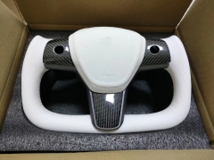 Matte Carbon Fiber Steering Wheel For Tesla Model Y Model 3 2017 2018 2019 2020 2021 2022 2023