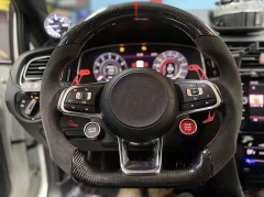 Real carbon fiber steering wheel with R8 Engine Start Stop & Drive Select Button For  GOLF 7 GOLF MK7 GOLF GTI GOLF R LINE GOLF 7.5
