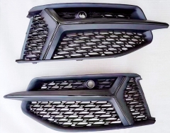 Glossy Black Mesh RS6 Style Fog Light Grilles Grills For Audi A6 C8 S6 2019 2020