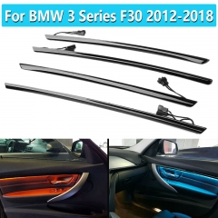 Four Interior Doors Panel LED Decorative Trims Lights With Blue And Orange Colors Atmosphere Lights For BMW 3 Series F30 12-18