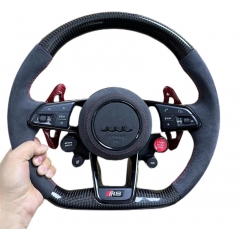 Carbon Fiber Steering Wheel with R8 button for Audi A3 A4 B9 A5 RS3 RS4 RS5 S3 S4 S5 RS6 RS7 Complete Steering Wheel Control with airbag