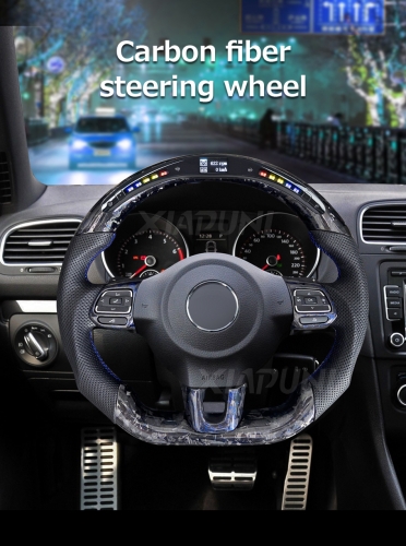 For Golf 6 Carbon fiber Steering Wheel Fit For VW Golf 6 MK6 GTI R20 Scirocco 2008-2014 Alcantara RPM LED Forge Carbon Fiber Steering Wheel