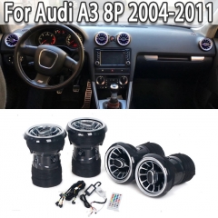 tomada de ar condicionado a3 Car LED Front Dashboard AC Air Condition Vent Outlet Turbo Interior Trim For Audi A3 8P 2004-2011