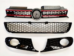 Set of radiator grille for Golf 6 MK6 ABS honeycomb meshed Racing grill Front Bumper upper lower Grills side fog light grille Not GTI