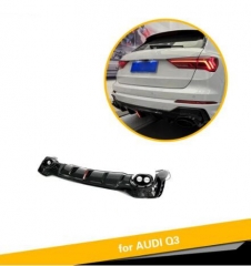 PP Black Rear Bumper Diffuser Lip Spoiler with Exhaust Tips for Audi Q3 Sport 2021 2022 Car Rear Lip Diffuser Guard