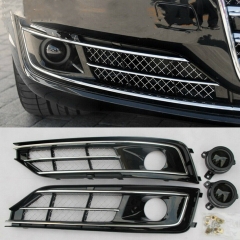Fog lights and grill for audi A8  A8L D5 2015-2017 Car ABS Front Bumper Grill Fog Light Lamp Grille