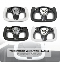 Model Y Yoke Steering Wheel With Heating Personalized Customized Glossy Carbon Fiber For Tesla Y 2021-2023 Auto Accessories