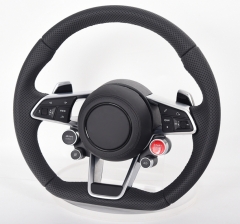 For Audi TT TTRS R8 TTS MK3 MK4 Racing Car Steering Wheel Black Smooth Leather With Start Engine Stop Buttons Shift Paddles