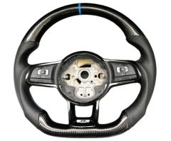 For Golf 7  Glossy Black Carbon Fiber Steering Wheel for Volkswagen Golf 7 GTI Microfiber Leather